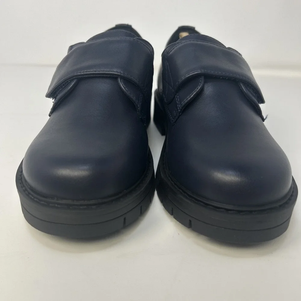Dream Pairs Kids Dress Loafers Size 1 US Navy Blue Uniform Shoes with Strap